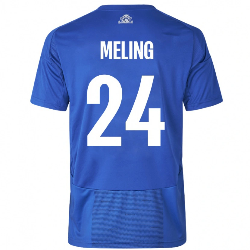 Danxen Homme Maillot Birger Meling #24 Blanc Bleu Tenues Extérieur 2024/25 T-Shirt