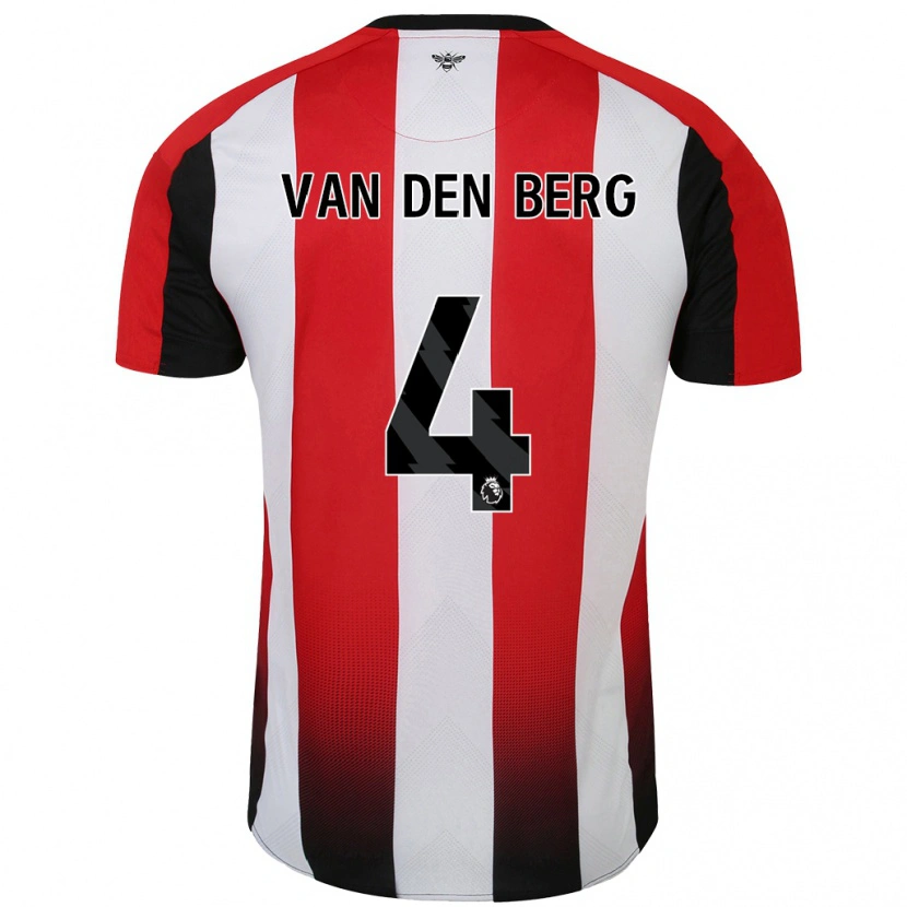 Danxen Femme Maillot Sepp Van Den Berg #4 Rouge Blanc Tenues Domicile 2024/25 T-Shirt