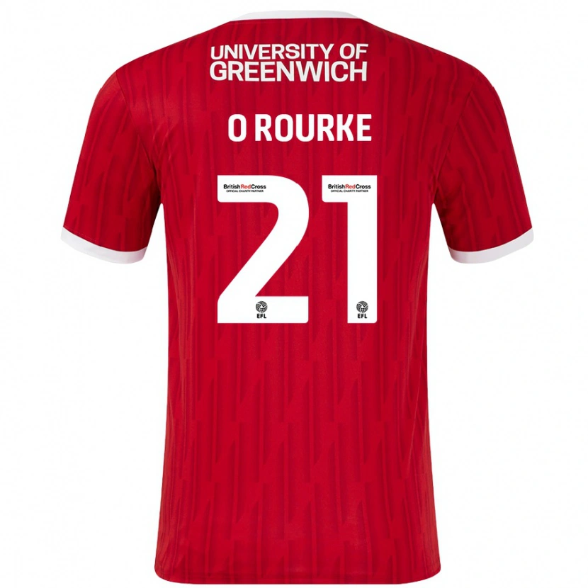 Danxen Femme Maillot Sophie O'rourke #21 Rouge Blanc Tenues Domicile 2024/25 T-Shirt
