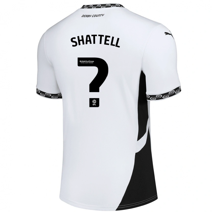 Danxen Femme Maillot Josh Shattell #0 Blanc Noir Tenues Domicile 2024/25 T-Shirt