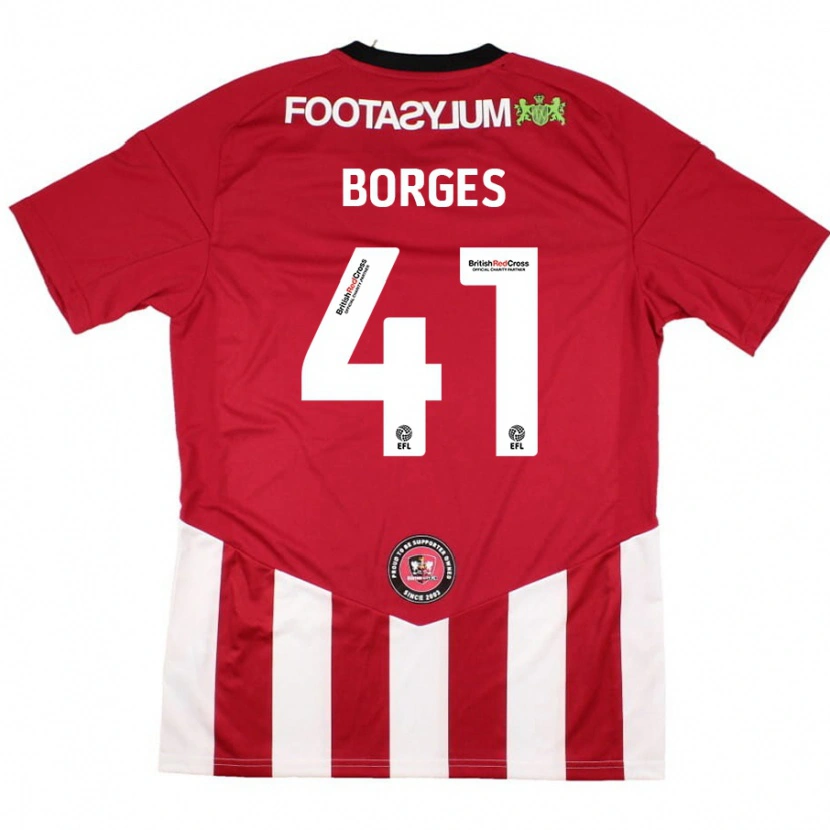 Danxen Femme Maillot Pedro Borges #41 Rouge Blanc Tenues Domicile 2024/25 T-Shirt