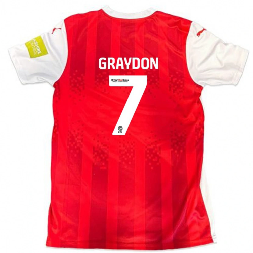 Danxen Femme Maillot Ryan Graydon #7 Rouge Blanc Tenues Domicile 2024/25 T-Shirt