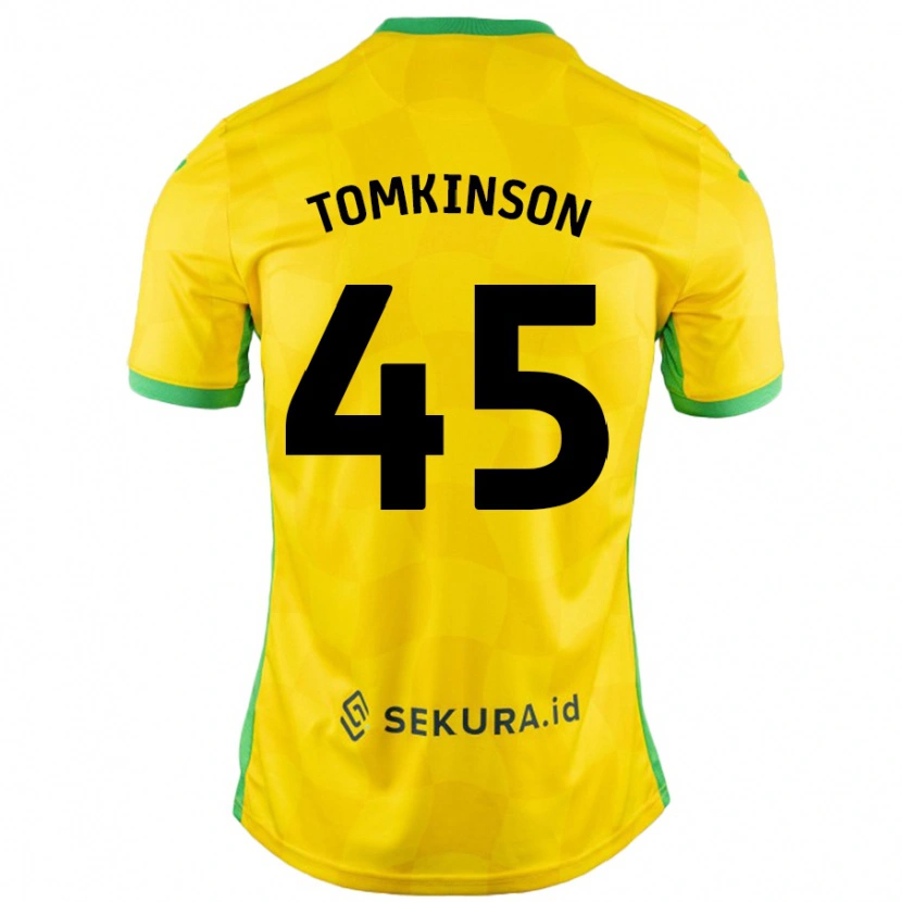 Danxen Femme Maillot Jonathan Tomkinson #45 Jaune Vert Tenues Domicile 2024/25 T-Shirt