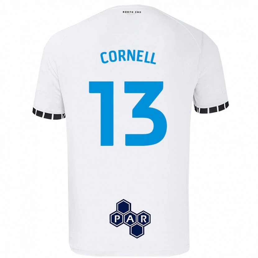 Danxen Femme Maillot David Cornell #13 Blanc Tenues Domicile 2024/25 T-Shirt