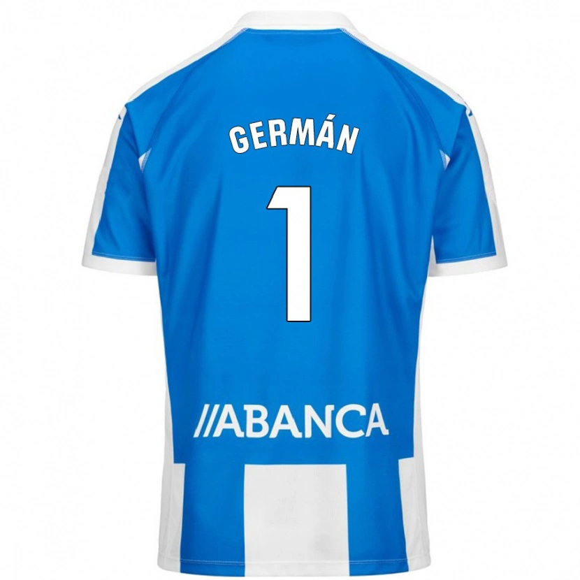 Danxen Femme Maillot Germán Parreño #1 Bleu Blanc Tenues Domicile 2024/25 T-Shirt