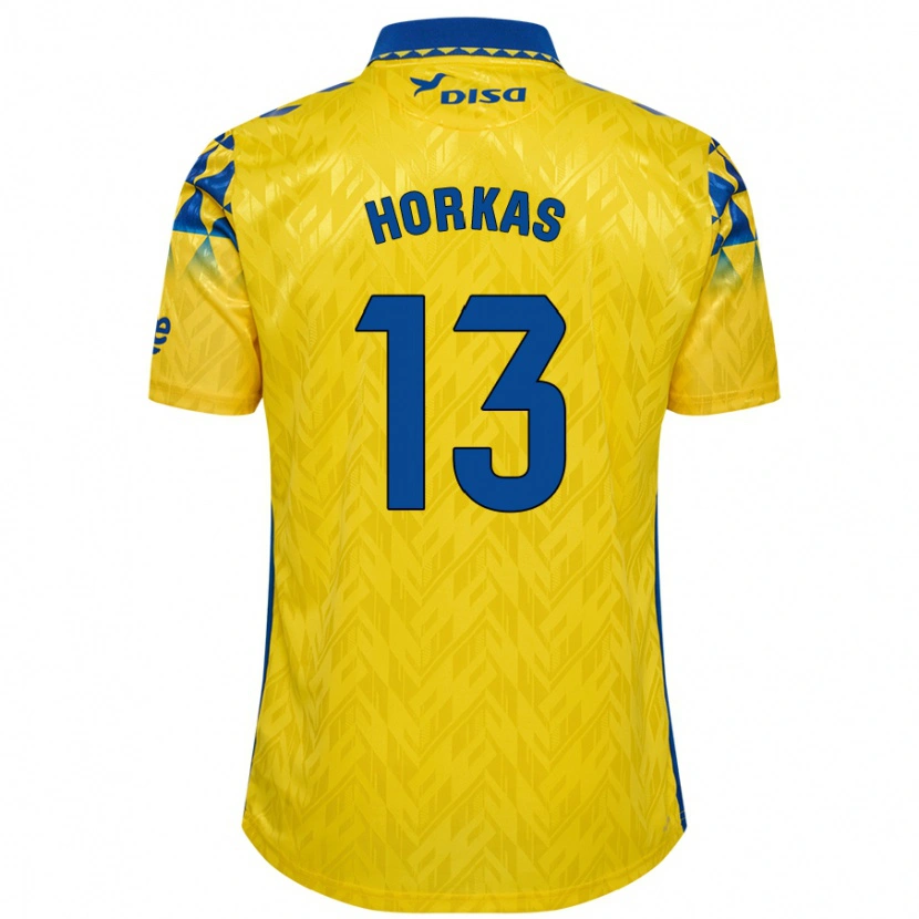 Danxen Femme Maillot Dinko Horkas #13 Jaune Bleu Tenues Domicile 2024/25 T-Shirt