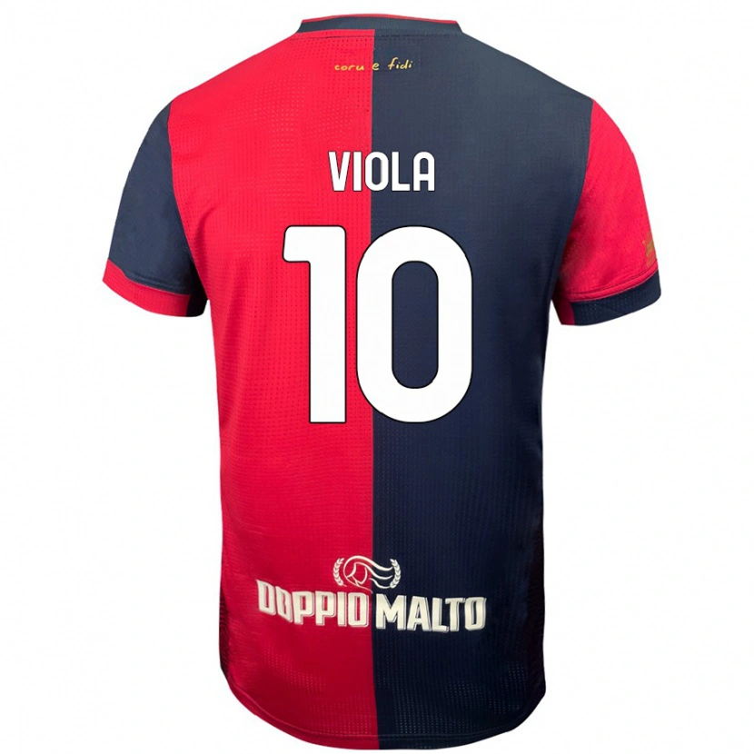 Danxen Femme Maillot Nicolas Viola #10 Rouge Bleu Foncé Tenues Domicile 2024/25 T-Shirt