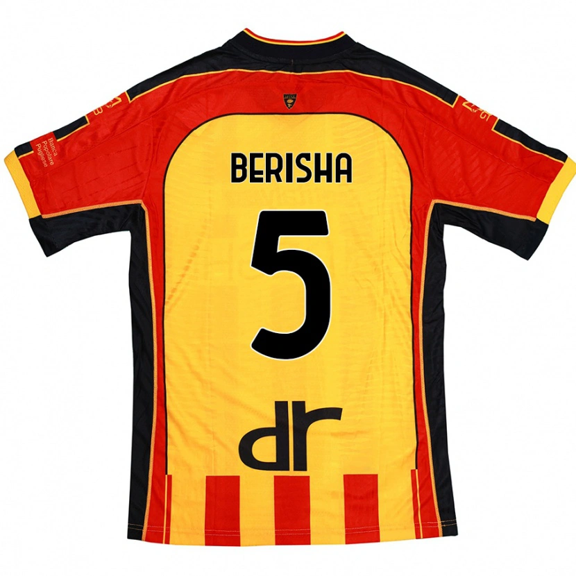 Danxen Femme Maillot Medon Berisha #5 Jaune Rouge Tenues Domicile 2024/25 T-Shirt