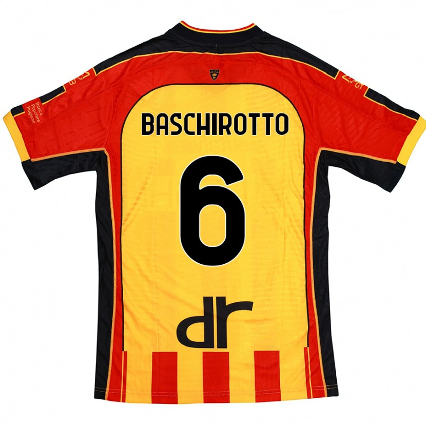 Danxen Femme Maillot Federico Baschirotto #6 Jaune Rouge Tenues Domicile 2024/25 T-Shirt