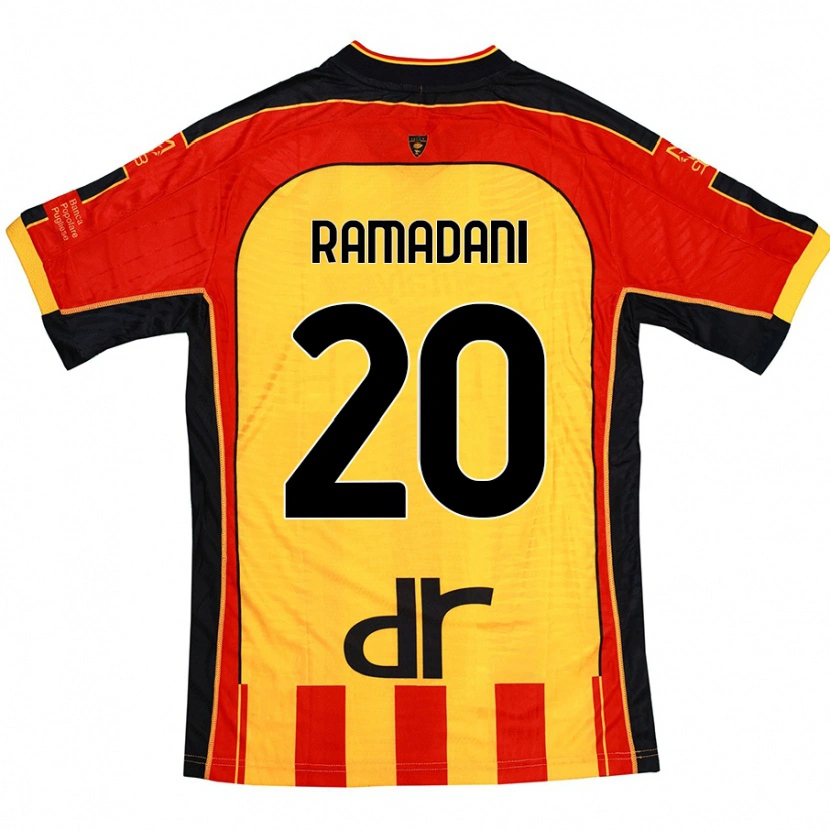 Danxen Femme Maillot Ylber Ramadani #20 Jaune Rouge Tenues Domicile 2024/25 T-Shirt