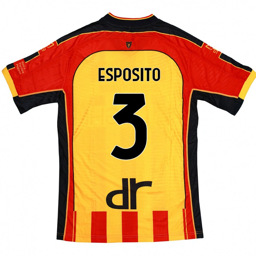 Danxen Femme Maillot Sebastian Esposito #3 Jaune Rouge Tenues Domicile 2024/25 T-Shirt