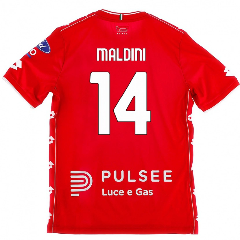 Danxen Femme Maillot Daniel Maldini #14 Rouge Blanc Tenues Domicile 2024/25 T-Shirt
