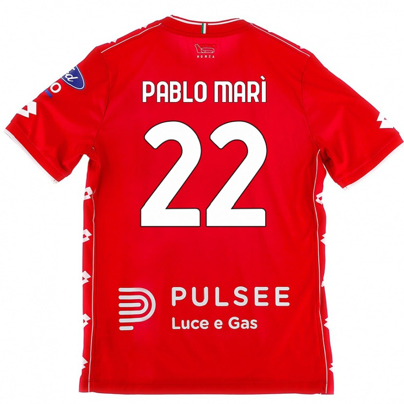 Danxen Femme Maillot Pablo Marí #22 Rouge Blanc Tenues Domicile 2024/25 T-Shirt