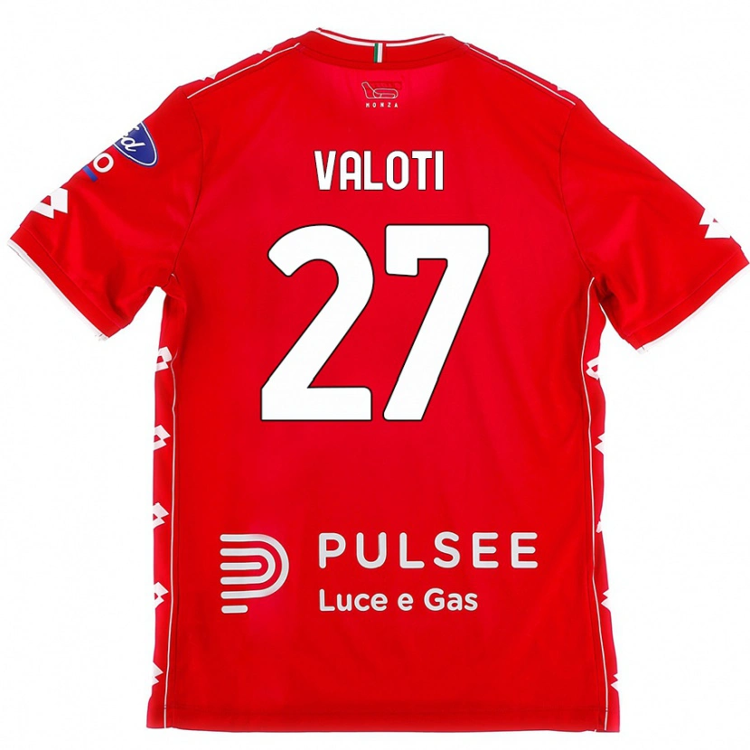 Danxen Femme Maillot Mattia Valoti #27 Rouge Blanc Tenues Domicile 2024/25 T-Shirt