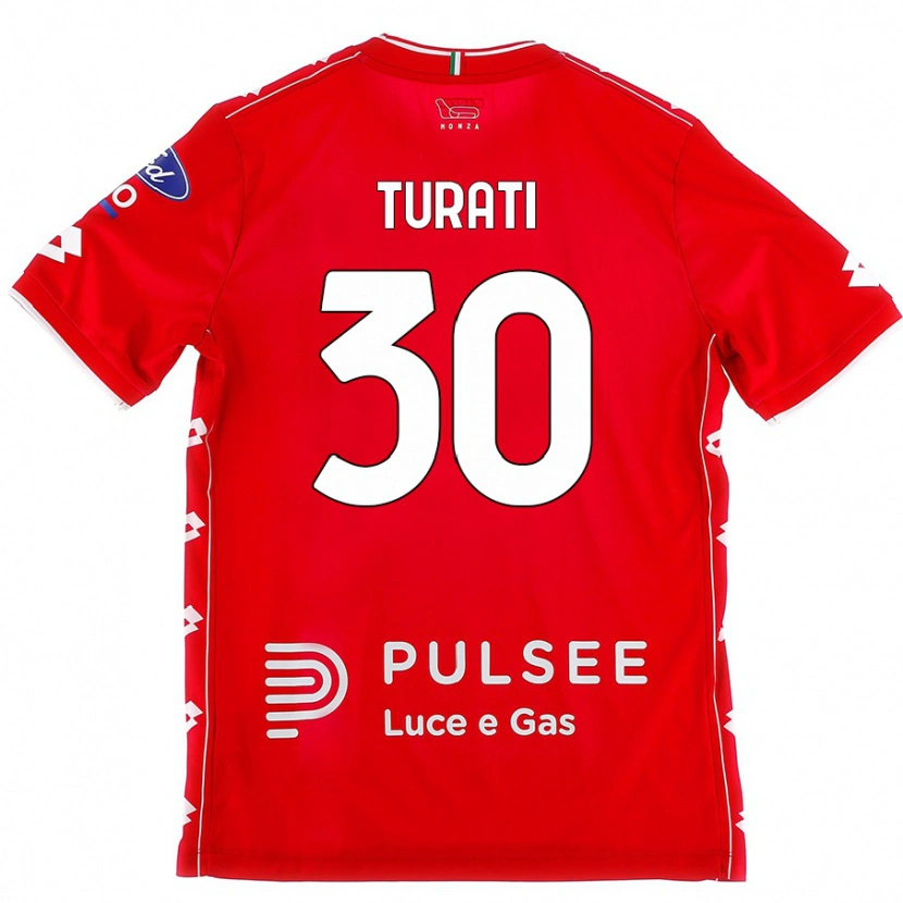 Danxen Femme Maillot Stefano Turati #30 Rouge Blanc Tenues Domicile 2024/25 T-Shirt