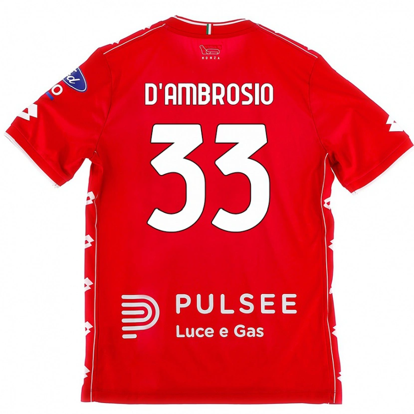 Danxen Femme Maillot Danilo D'ambrosio #33 Rouge Blanc Tenues Domicile 2024/25 T-Shirt