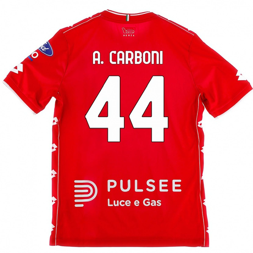 Danxen Femme Maillot Andrea Carboni #44 Rouge Blanc Tenues Domicile 2024/25 T-Shirt