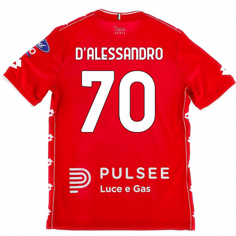 Danxen Femme Maillot Marco D'alessandro #70 Rouge Blanc Tenues Domicile 2024/25 T-Shirt