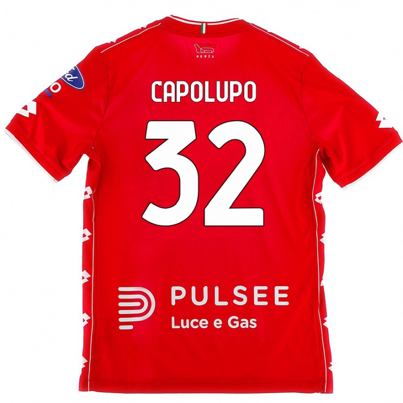 Danxen Femme Maillot Samuele Capolupo #32 Rouge Blanc Tenues Domicile 2024/25 T-Shirt