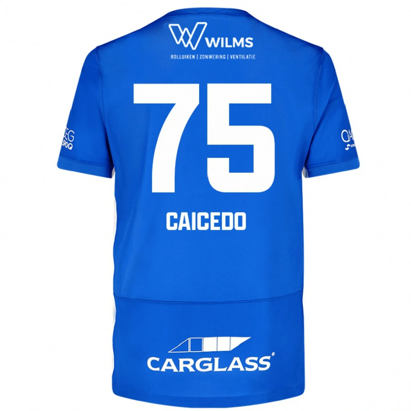 Danxen Femme Maillot Alfred Caicedo #75 Bleu Tenues Domicile 2024/25 T-Shirt