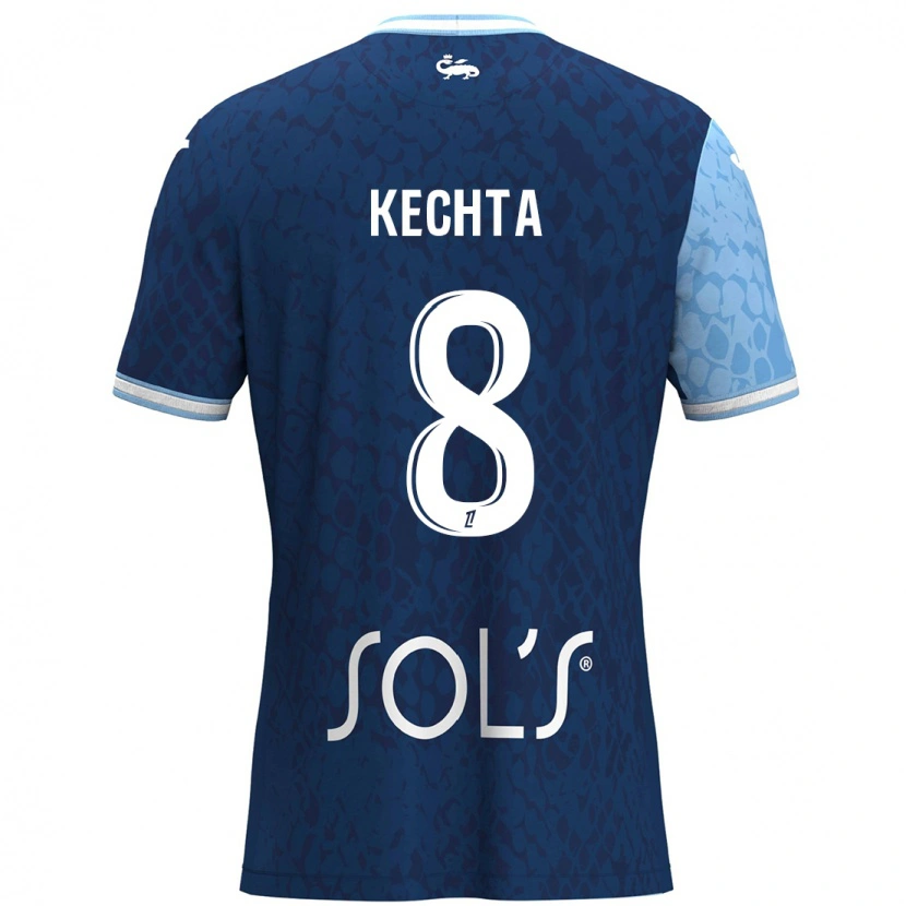 Danxen Femme Maillot Yassine Kechta #8 Bleu Ciel Bleu Foncé Tenues Domicile 2024/25 T-Shirt