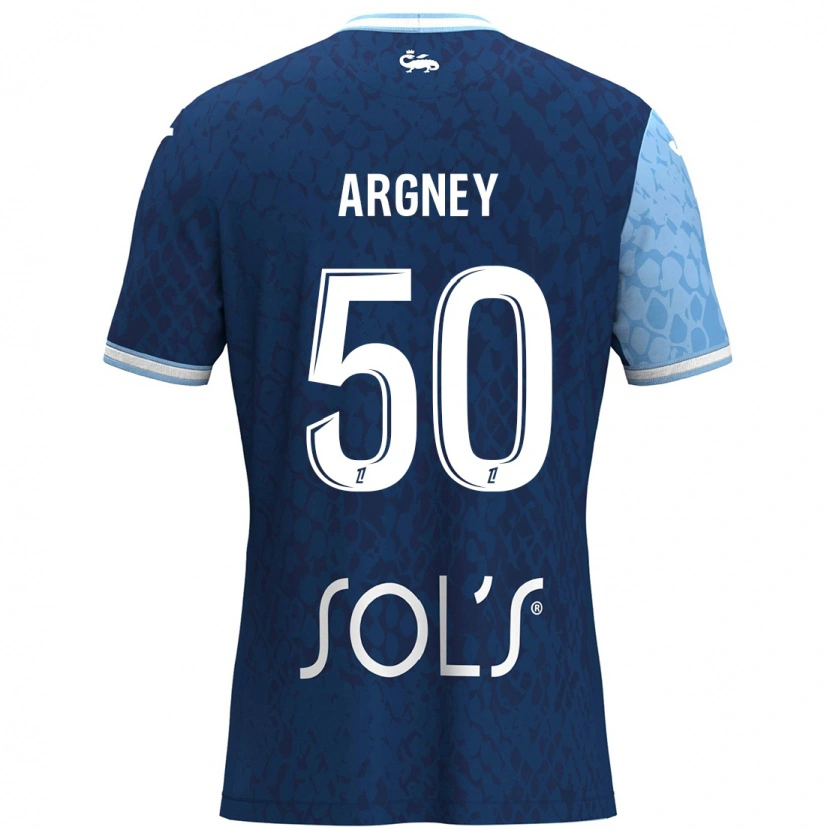 Danxen Femme Maillot Paul Argney #50 Bleu Ciel Bleu Foncé Tenues Domicile 2024/25 T-Shirt