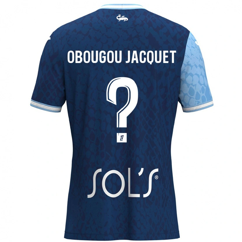 Danxen Femme Maillot Noam Obougou Jacquet #0 Bleu Ciel Bleu Foncé Tenues Domicile 2024/25 T-Shirt