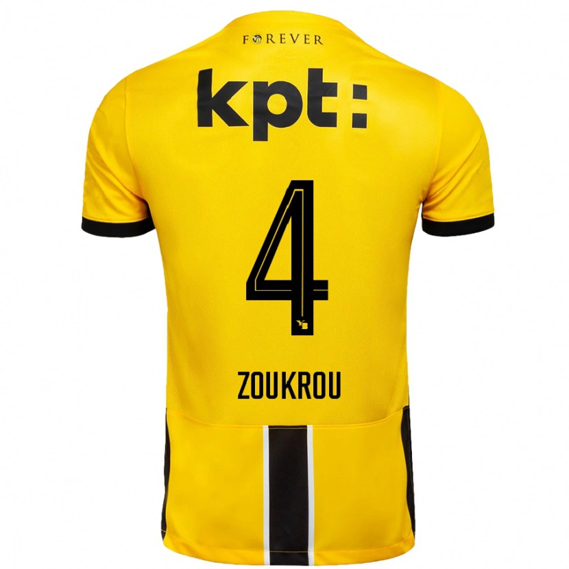 Danxen Femme Maillot Tanguy Zoukrou #4 Jaune Noir Tenues Domicile 2024/25 T-Shirt