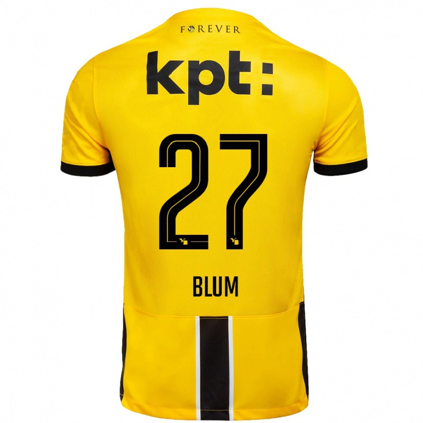 Danxen Femme Maillot Lewin Blum #27 Jaune Noir Tenues Domicile 2024/25 T-Shirt
