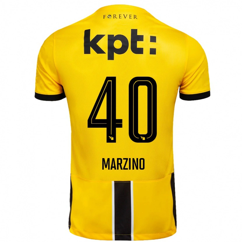 Danxen Femme Maillot Dario Marzino #40 Jaune Noir Tenues Domicile 2024/25 T-Shirt
