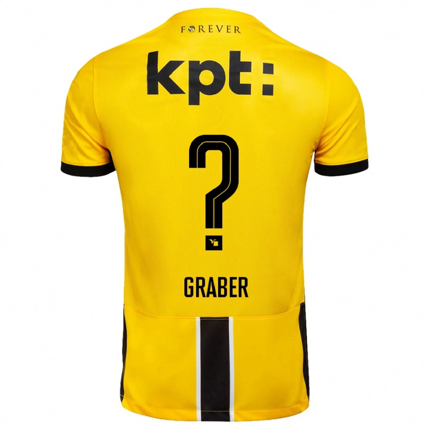 Danxen Femme Maillot Simon Graber #0 Jaune Noir Tenues Domicile 2024/25 T-Shirt