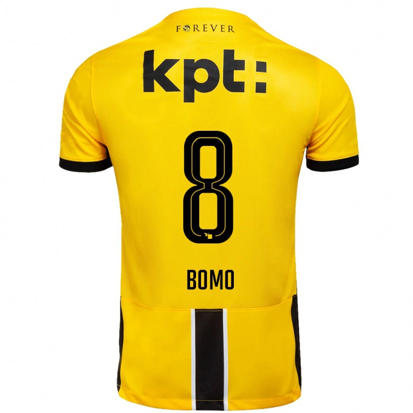 Danxen Femme Maillot Jacques Bomo #8 Jaune Noir Tenues Domicile 2024/25 T-Shirt