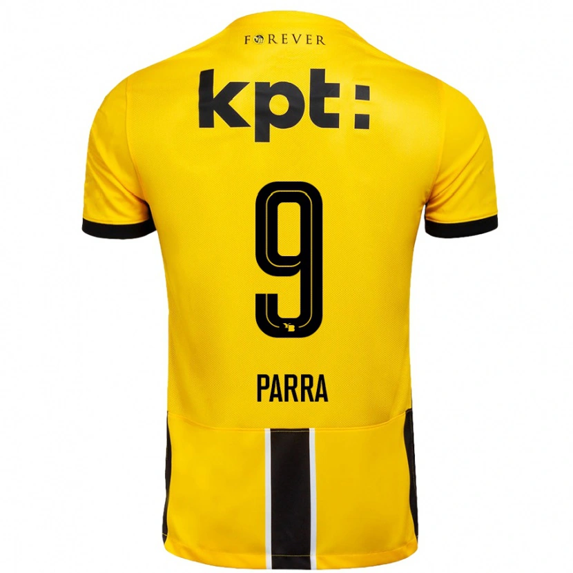 Danxen Femme Maillot Hugo Parra #9 Jaune Noir Tenues Domicile 2024/25 T-Shirt