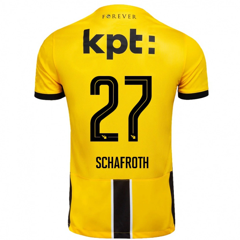 Danxen Femme Maillot Reto Schafroth #27 Jaune Noir Tenues Domicile 2024/25 T-Shirt
