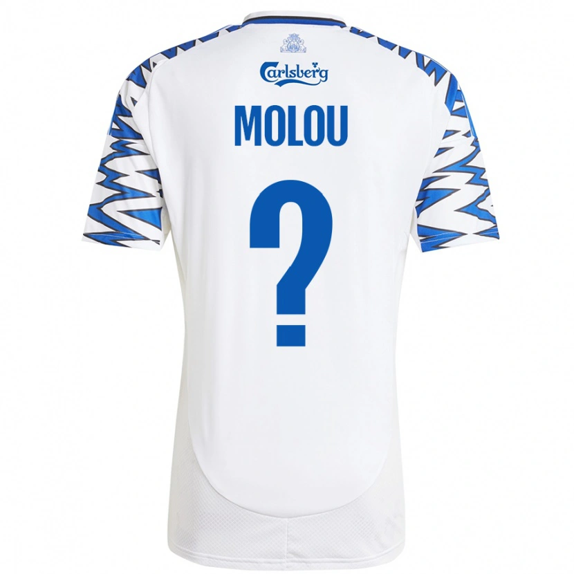 Danxen Femme Maillot Yvann Molou #0 Blanc Bleu Ciel Tenues Domicile 2024/25 T-Shirt