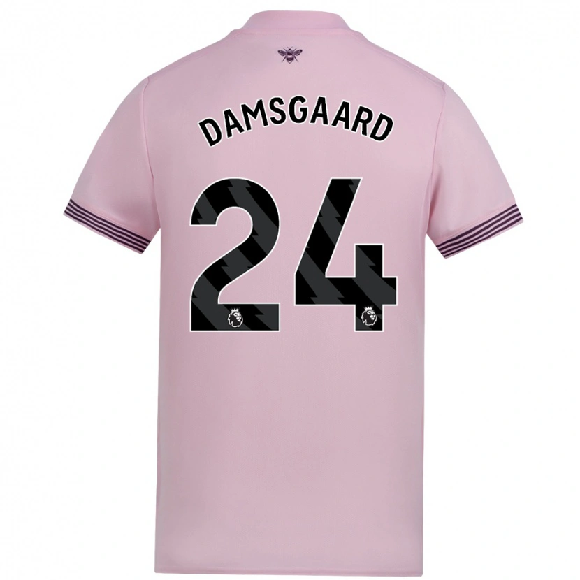 Danxen Femme Maillot Mikkel Damsgaard #24 Rose Tenues Extérieur 2024/25 T-Shirt