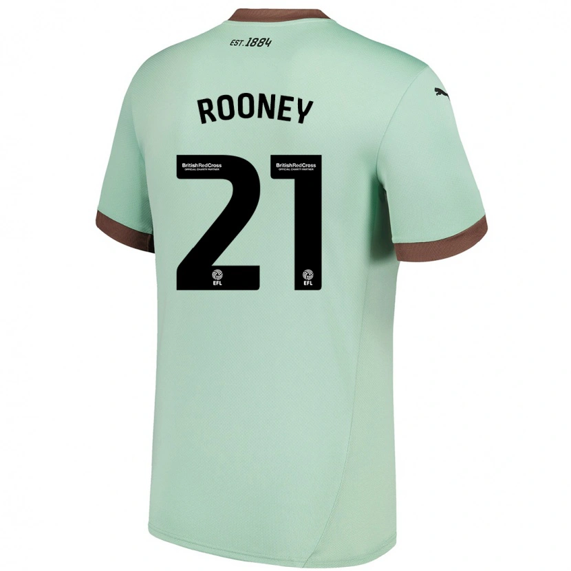 Danxen Femme Maillot Jake Rooney #21 Vert Pâle Tenues Extérieur 2024/25 T-Shirt