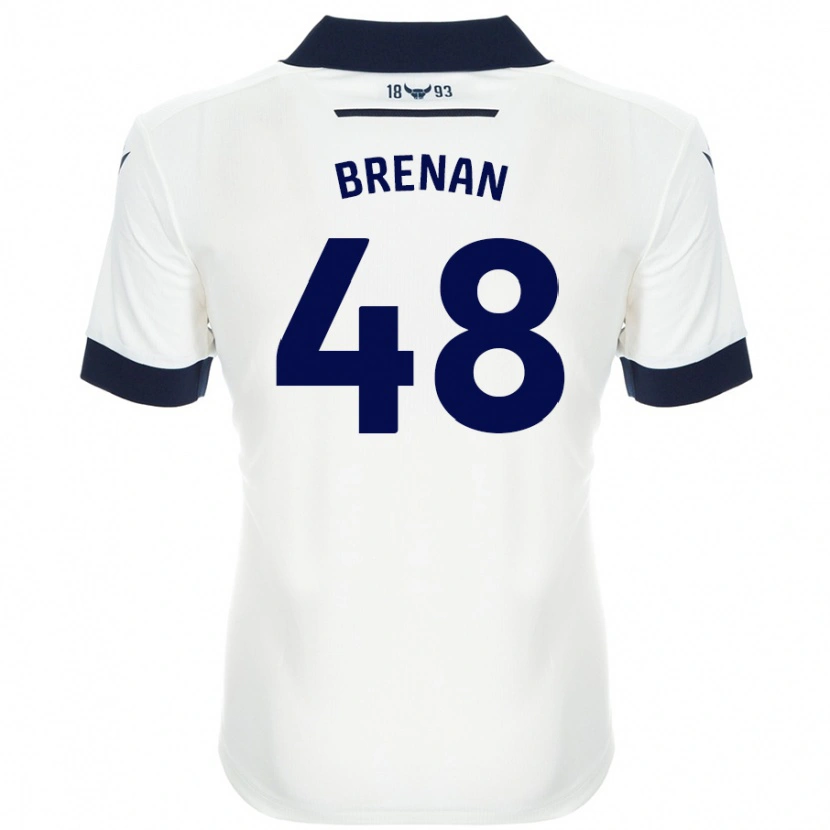 Danxen Femme Maillot Tobias Brenan #48 Blanc Bleu Marine Tenues Extérieur 2024/25 T-Shirt