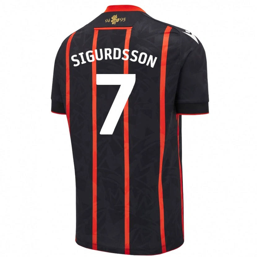 Danxen Femme Maillot Arnór Sigurdsson #7 Noir Rouge Tenues Extérieur 2024/25 T-Shirt