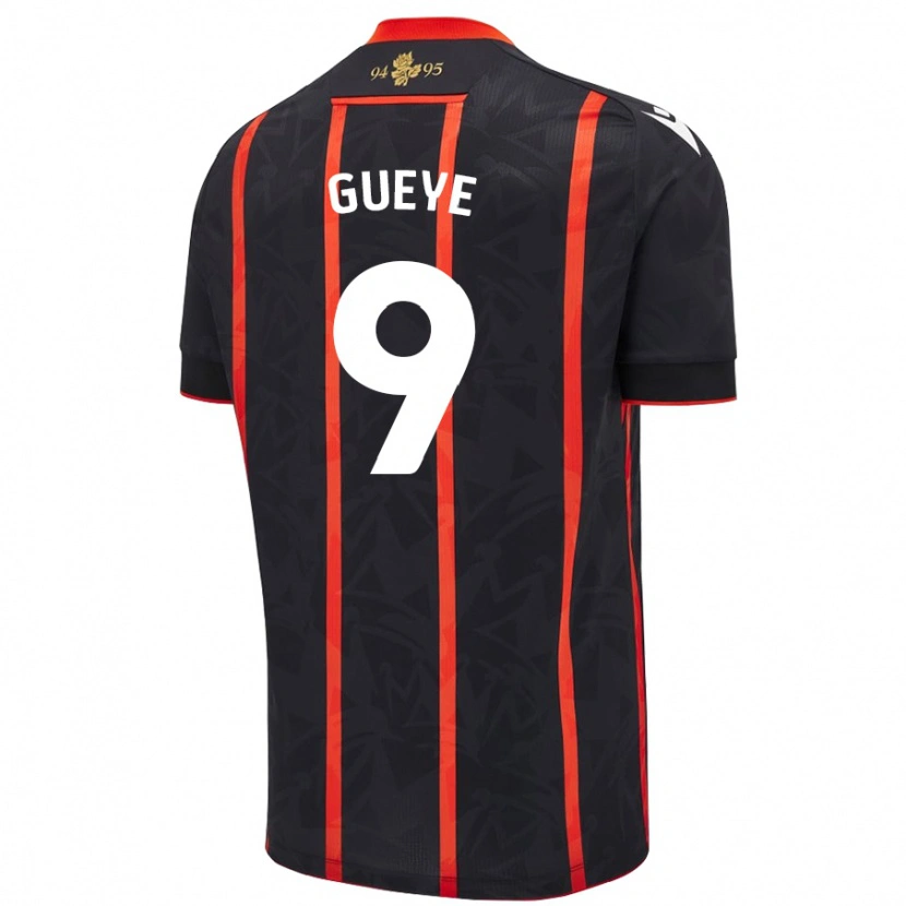 Danxen Femme Maillot Makhtar Gueye #9 Noir Rouge Tenues Extérieur 2024/25 T-Shirt