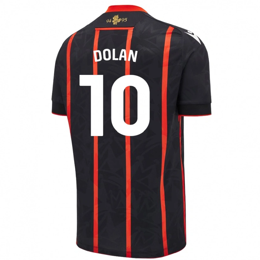 Danxen Femme Maillot Tyrhys Dolan #10 Noir Rouge Tenues Extérieur 2024/25 T-Shirt