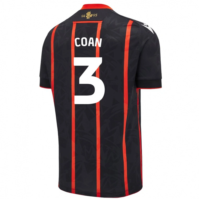 Danxen Femme Maillot Hannah Coan #3 Noir Rouge Tenues Extérieur 2024/25 T-Shirt