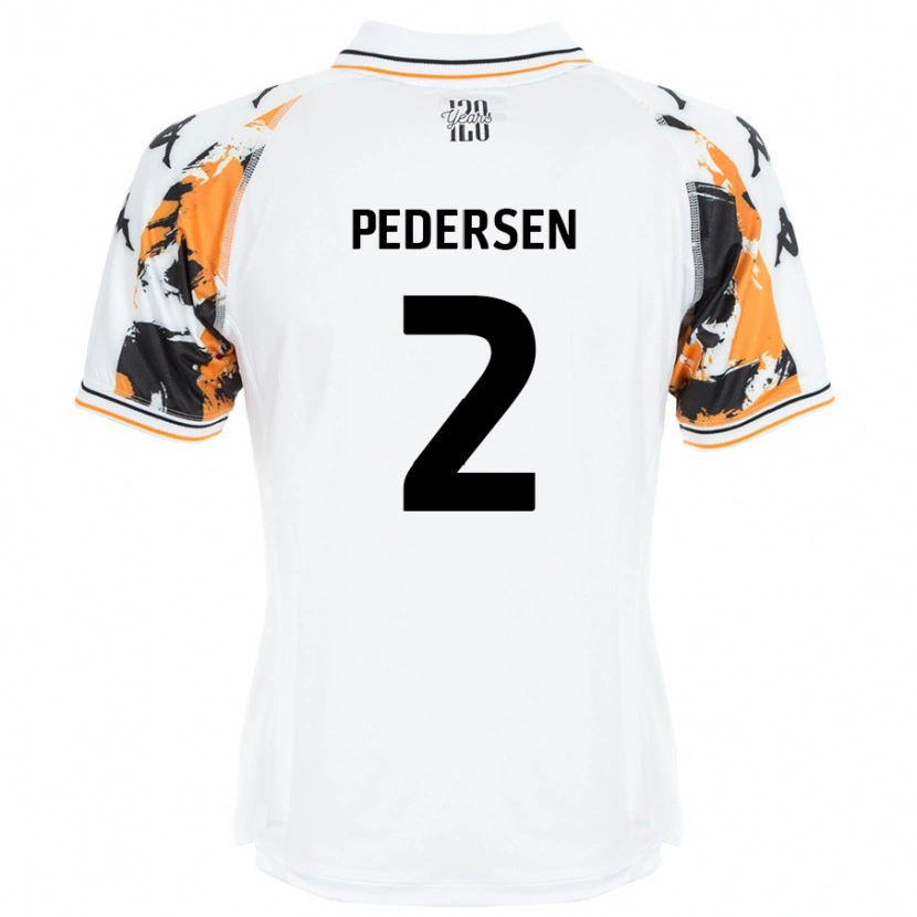 Danxen Femme Maillot Eden Pedersen #2 Blanc Tenues Extérieur 2024/25 T-Shirt