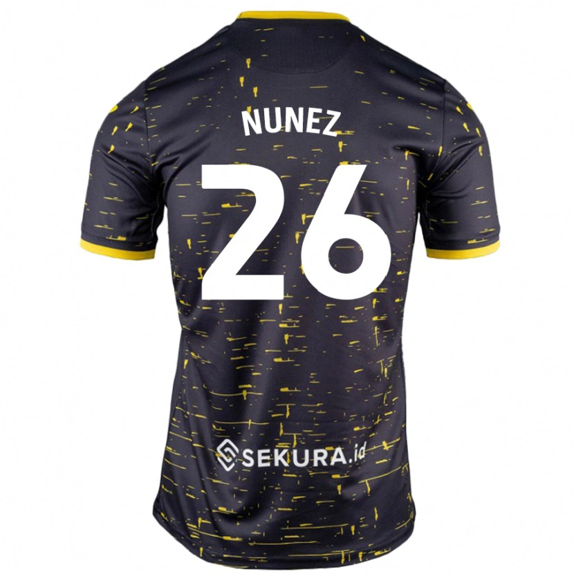 Danxen Femme Maillot Marcelino Núñez #26 Noir Jaune Tenues Extérieur 2024/25 T-Shirt