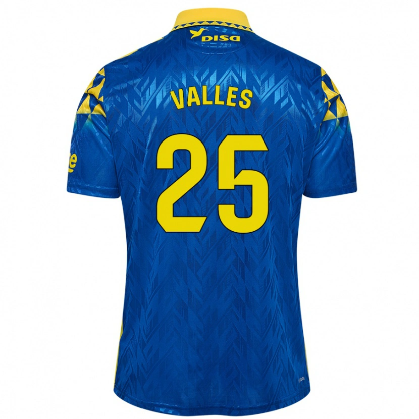 Danxen Femme Maillot Álvaro Valles #25 Bleu Jaune Tenues Extérieur 2024/25 T-Shirt