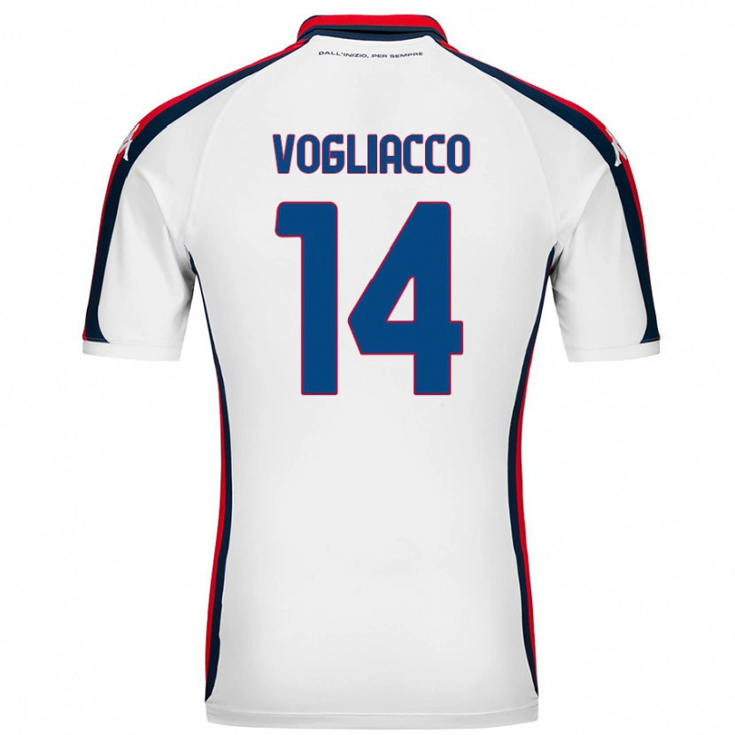 Danxen Femme Maillot Alessandro Vogliacco #14 Blanc Tenues Extérieur 2024/25 T-Shirt