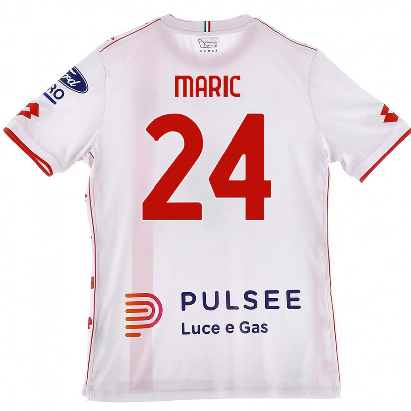 Danxen Femme Maillot Mirko Maric #24 Blanc Rouge Tenues Extérieur 2024/25 T-Shirt