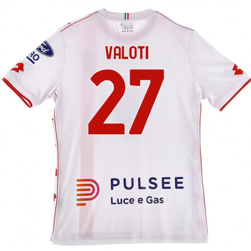 Danxen Femme Maillot Mattia Valoti #27 Blanc Rouge Tenues Extérieur 2024/25 T-Shirt