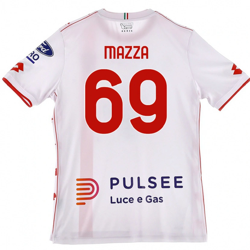 Danxen Femme Maillot Andrea Mazza #69 Blanc Rouge Tenues Extérieur 2024/25 T-Shirt