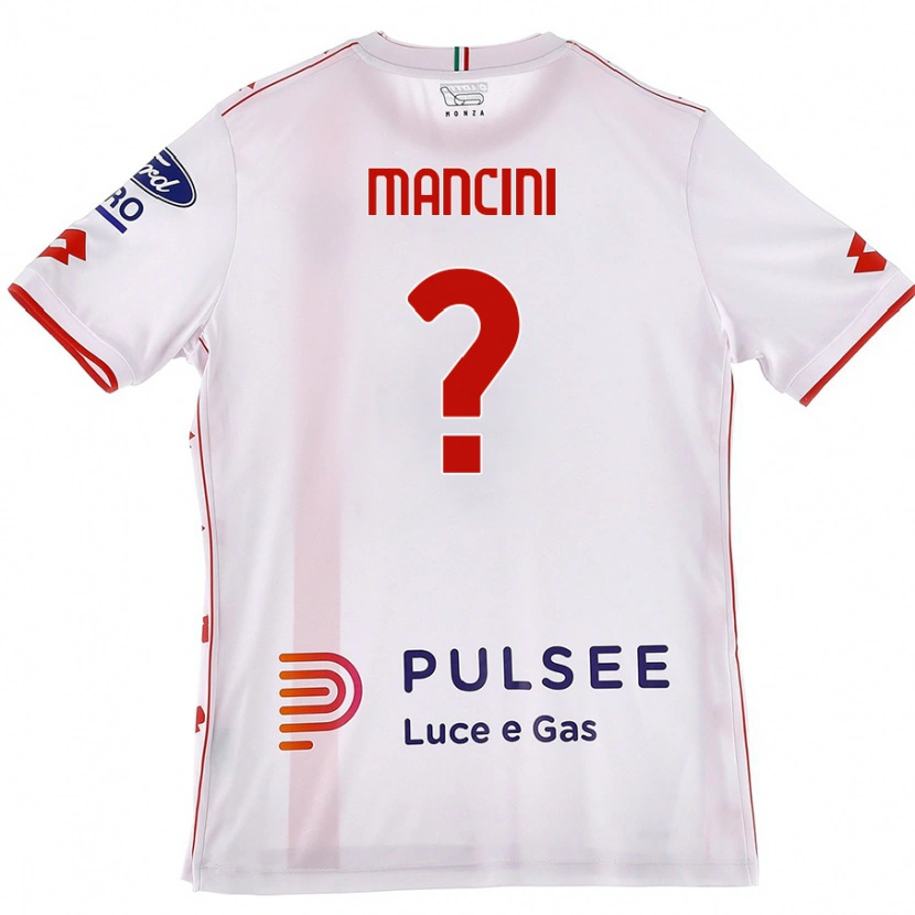Danxen Femme Maillot Alessandro Mancini #0 Blanc Rouge Tenues Extérieur 2024/25 T-Shirt